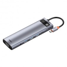 Adapteris USB C → HDMI + 3xUSB 3.2 + USB C (100W) + VGA + RJ45 + 3.5mm + SD (11-in-1) pilkas (grey) Baseus CAHUB-CT0G